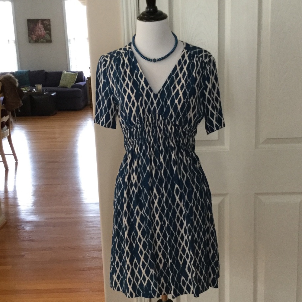 ANTHROPOLOGIE HD IN PARIS BLUE AND CREAM DRESS