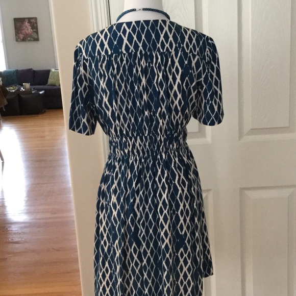 ANTHROPOLOGIE HD IN PARIS BLUE AND CREAM DRESS - Picture 2 of 4