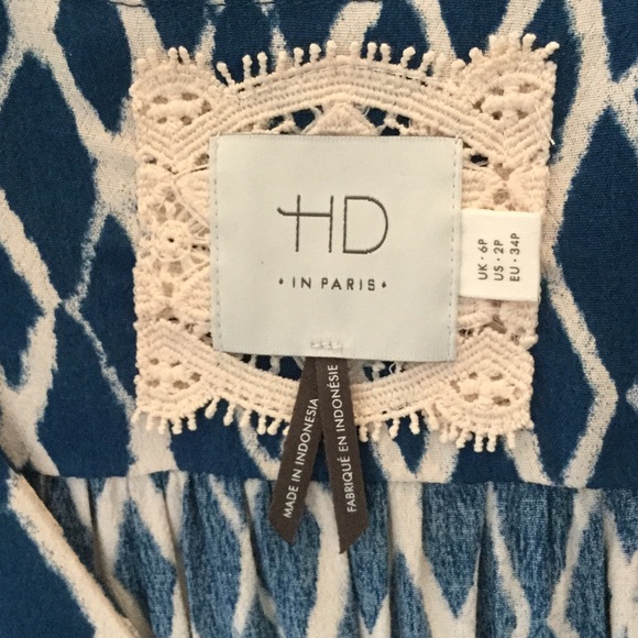 ANTHROPOLOGIE HD IN PARIS BLUE AND CREAM DRESS - Picture 4 of 4