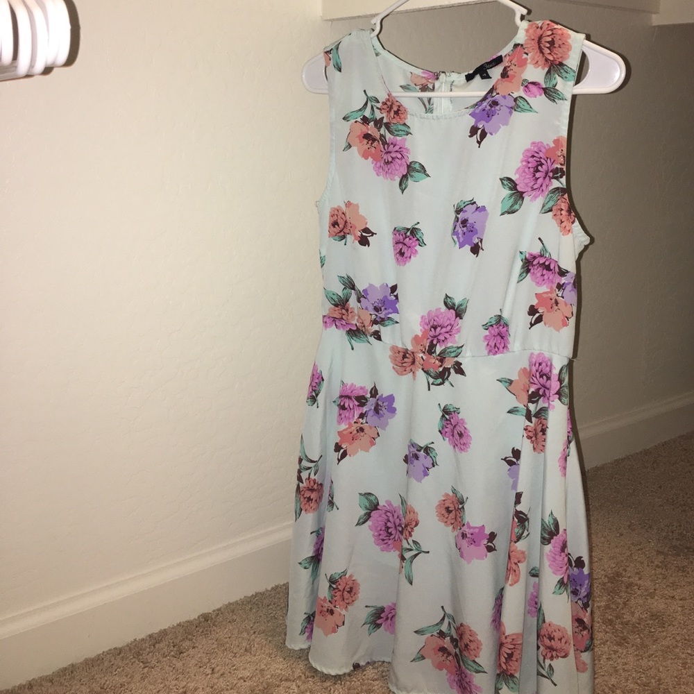 Green floral print dress