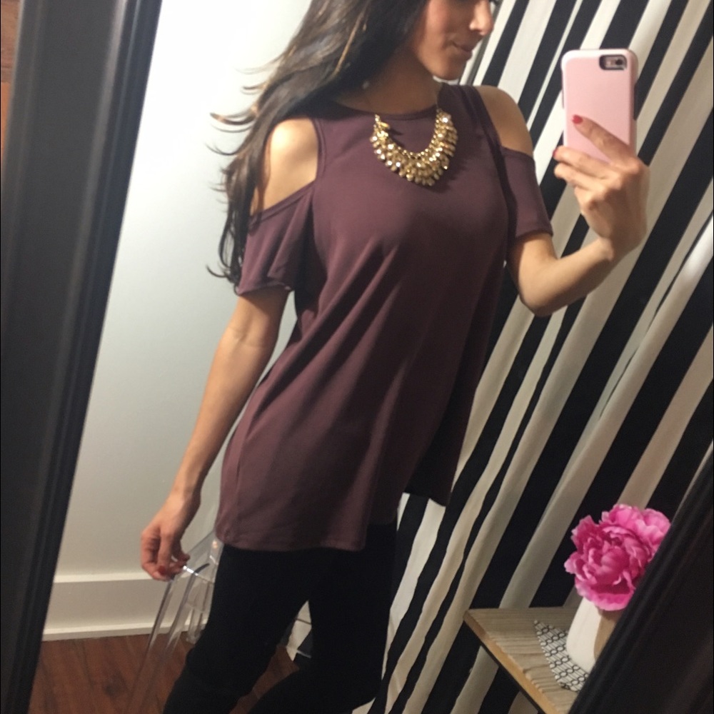 Buttery soft Rust Cold Shoulder Tunic top