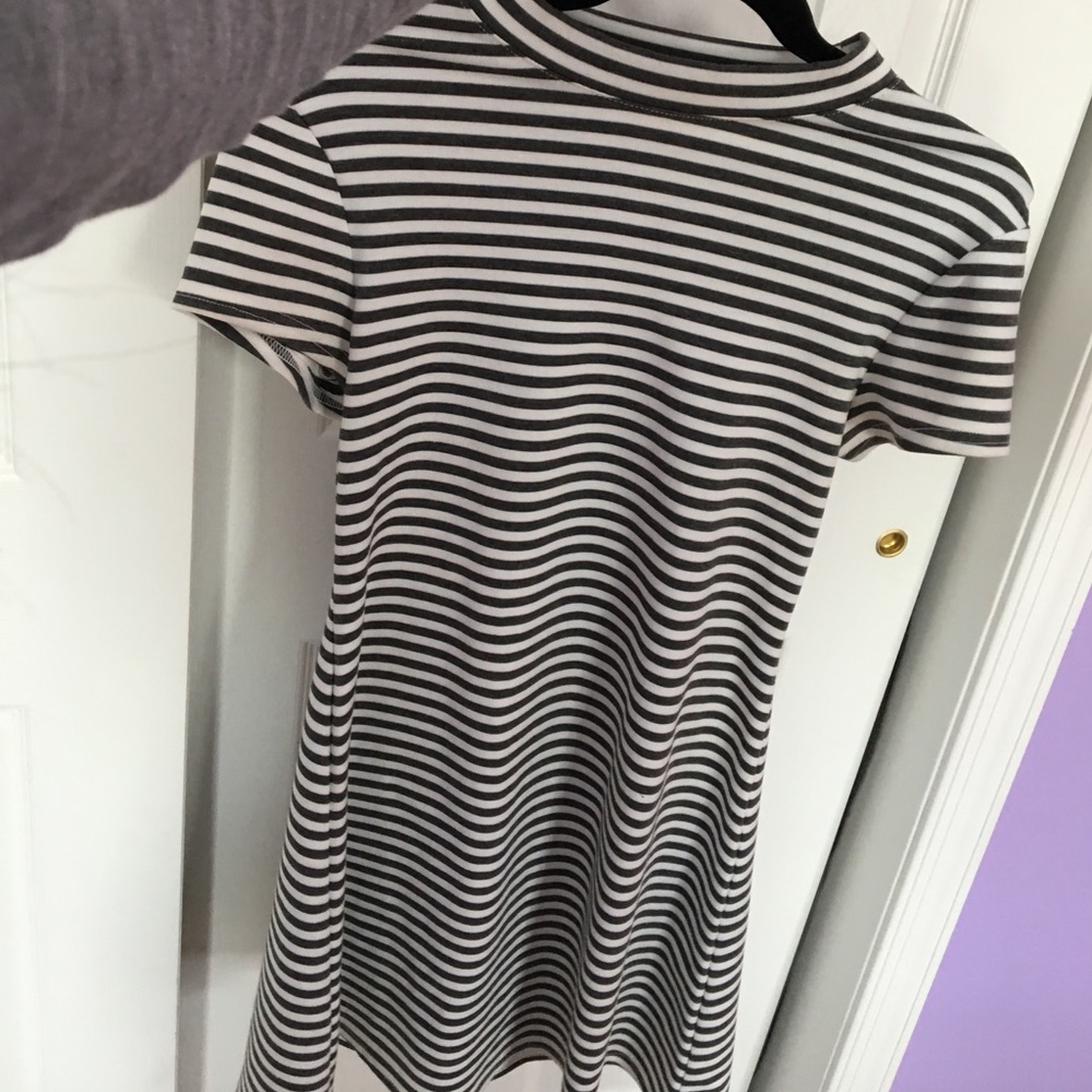 Striped mock neck dress