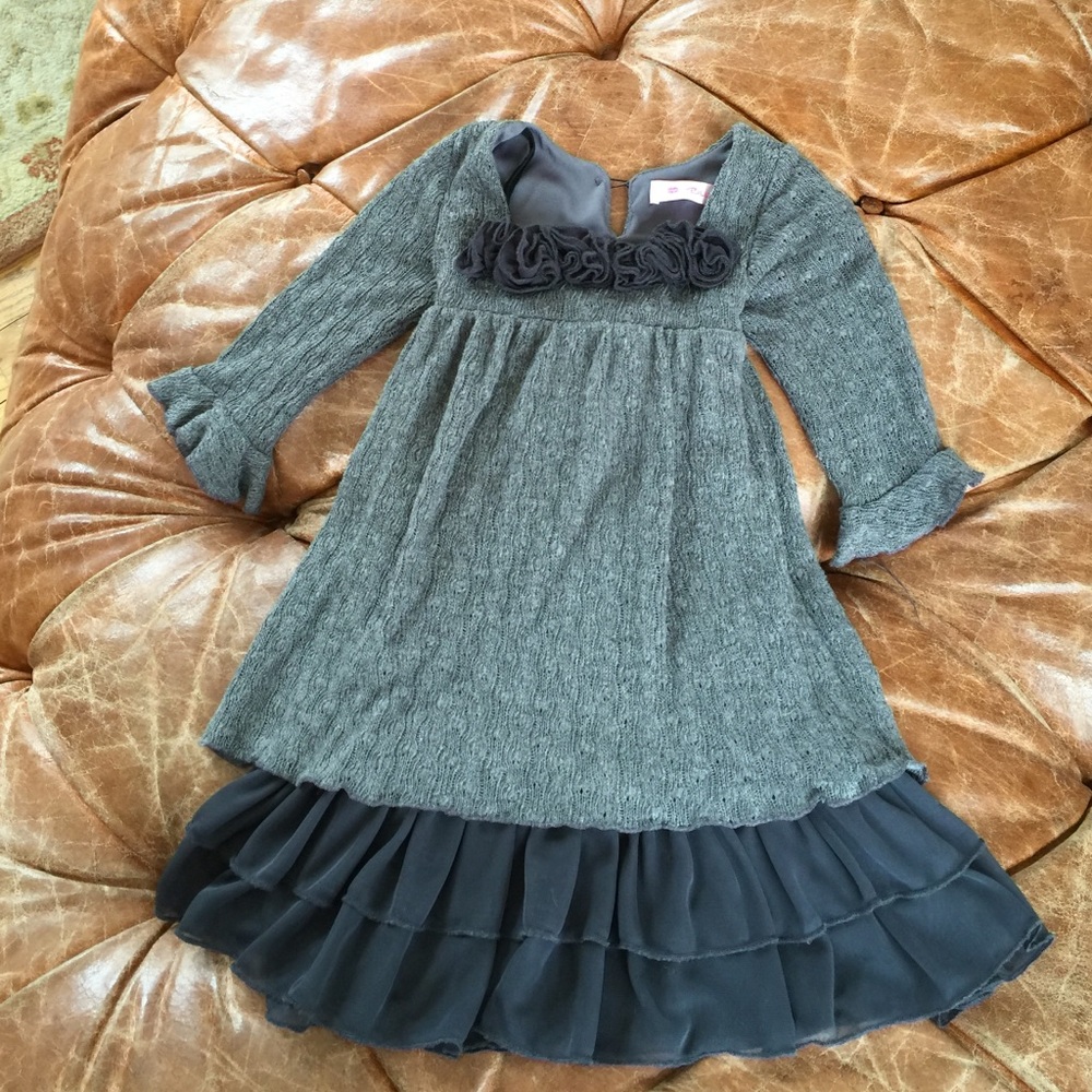 Girls Gray Knit Dress