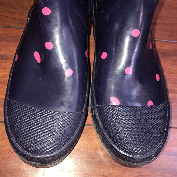 🔴SOLD🔴 J. Crew rain boots knee high navy & pink - Picture 3 of 8