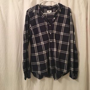 Navy plaid top