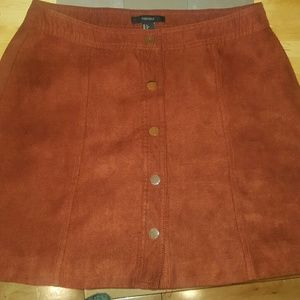 Button down faux suede skirt