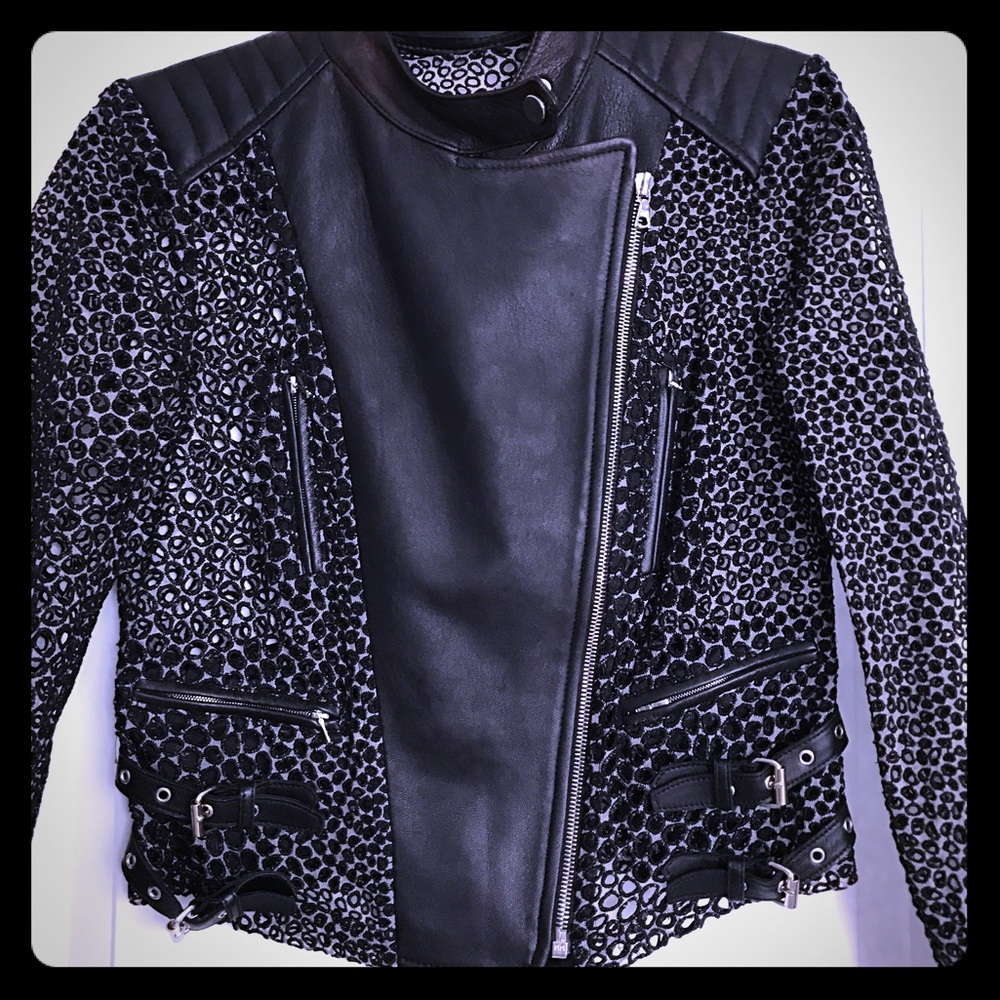Yigal black jacket with cutouts and leather lapels