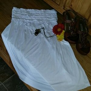 White strapless summer dress