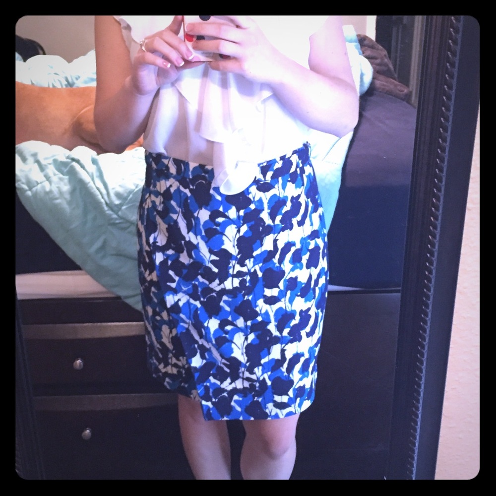 J. Crew Blue, Navy, & White Floral Wrap Skirt