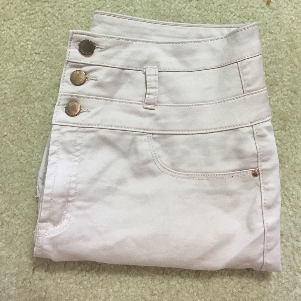 baby pink high-wasted skinny jeans