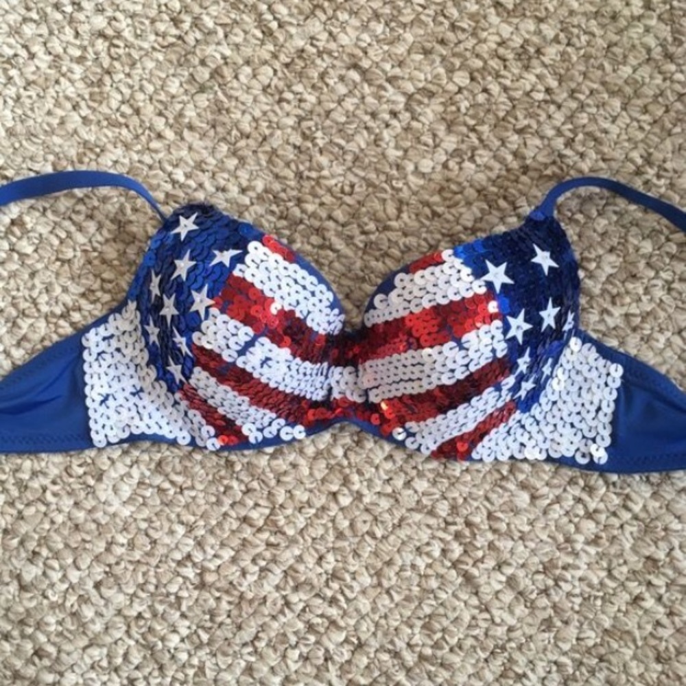 American flag sparkly rave bra.