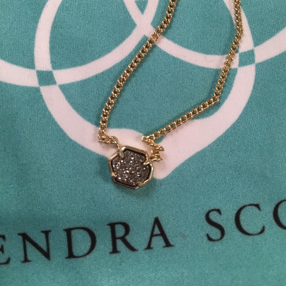 Kendra Scott Mabel necklace - gold and gray drusy