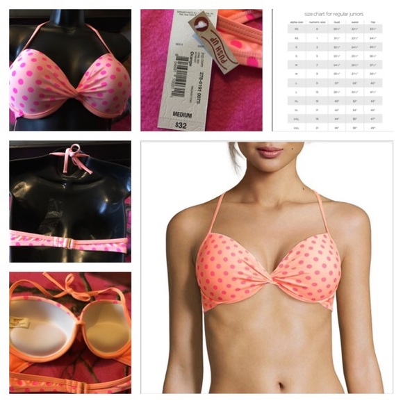 NWT JR'S Arizona Dot-Print Pushup Swim Top - Picture 2 of 4