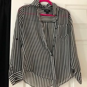 Black and white striped blouse