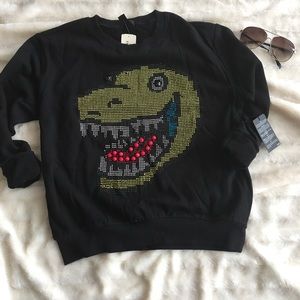 Black forever 21 sweatshirt with dinosaurs bling