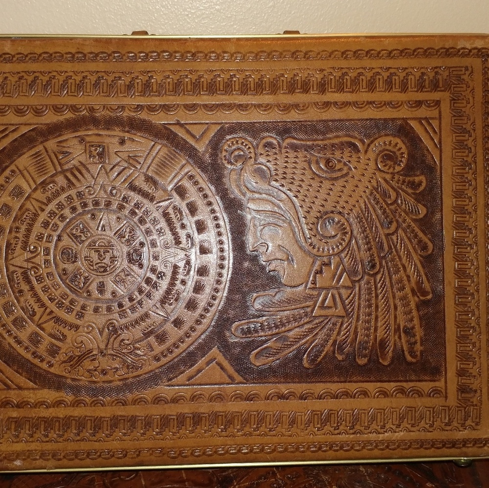Aztec Hand Crafted Leather Briefcase 1960's