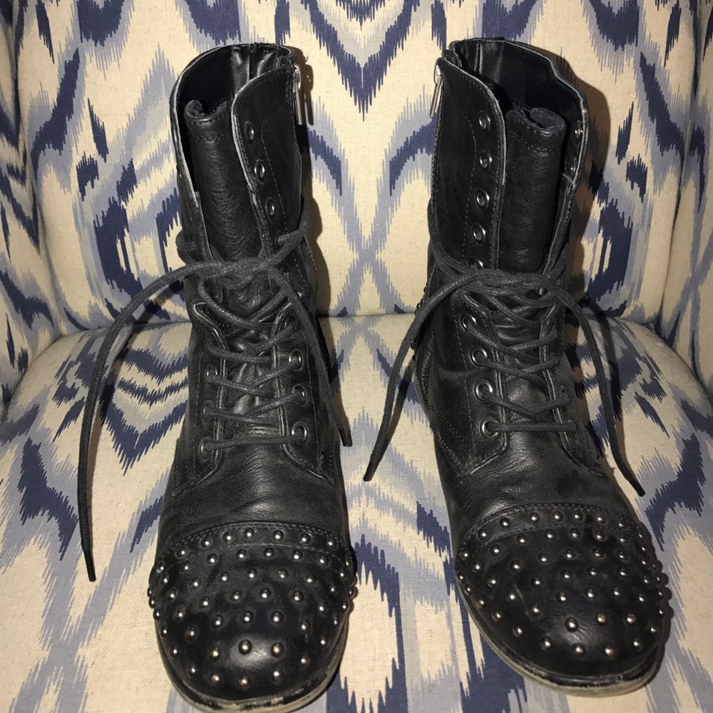 madden girl black studded combat boots