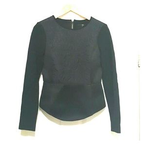 Black long sleeved structured top