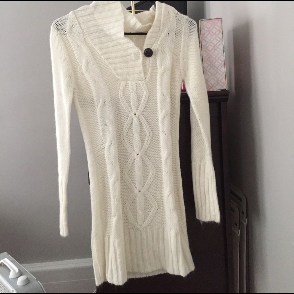 White sweater dress
