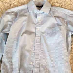 Boys Blue and white patterned dress shirt