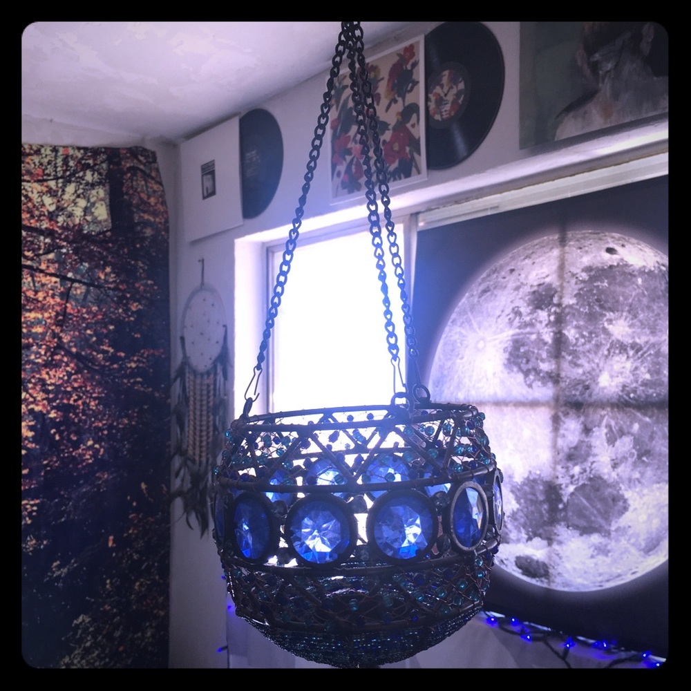 Boho gypsy plant or candle hanging pot