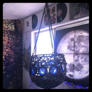 Boho gypsy plant or candle hanging pot