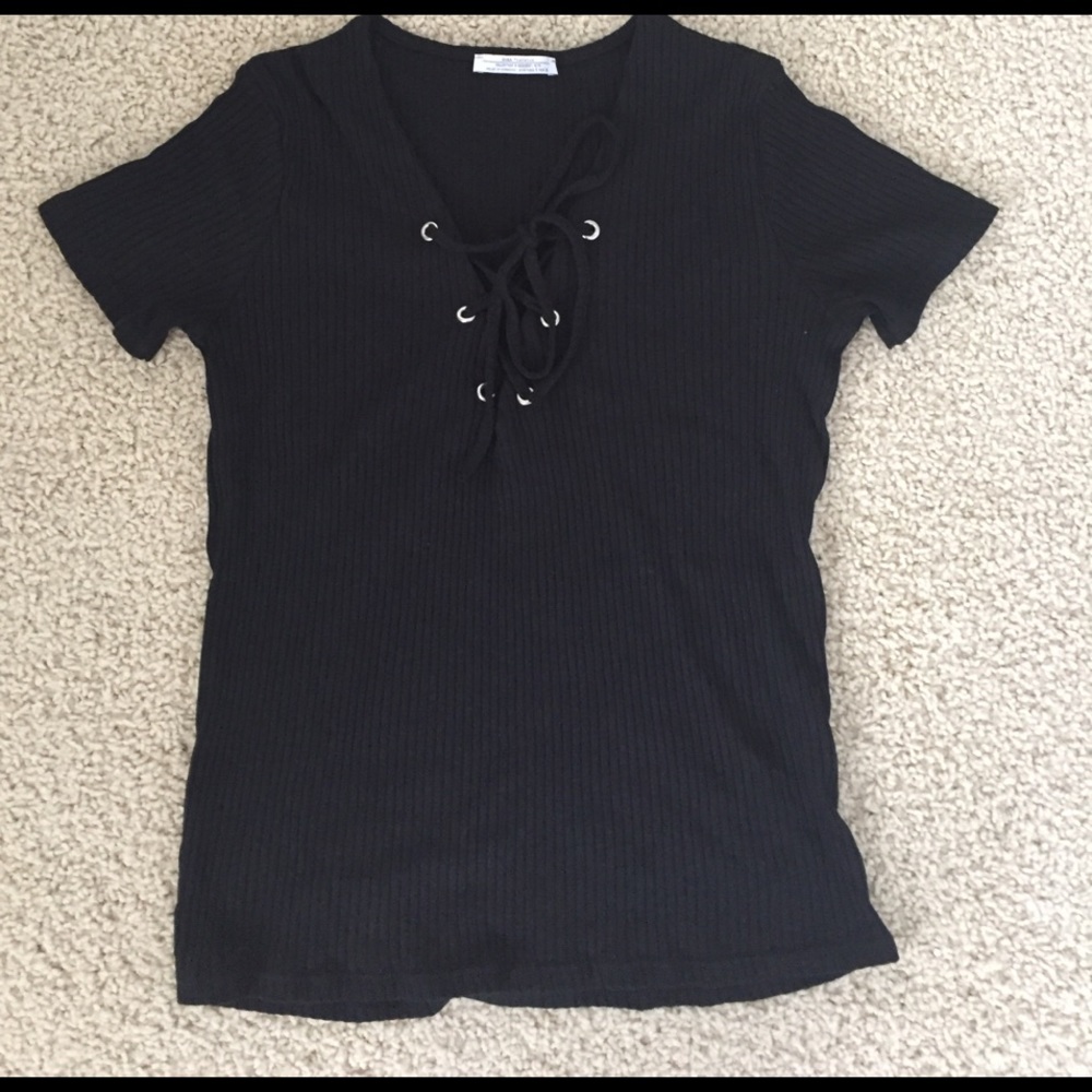 Zara lace up tee