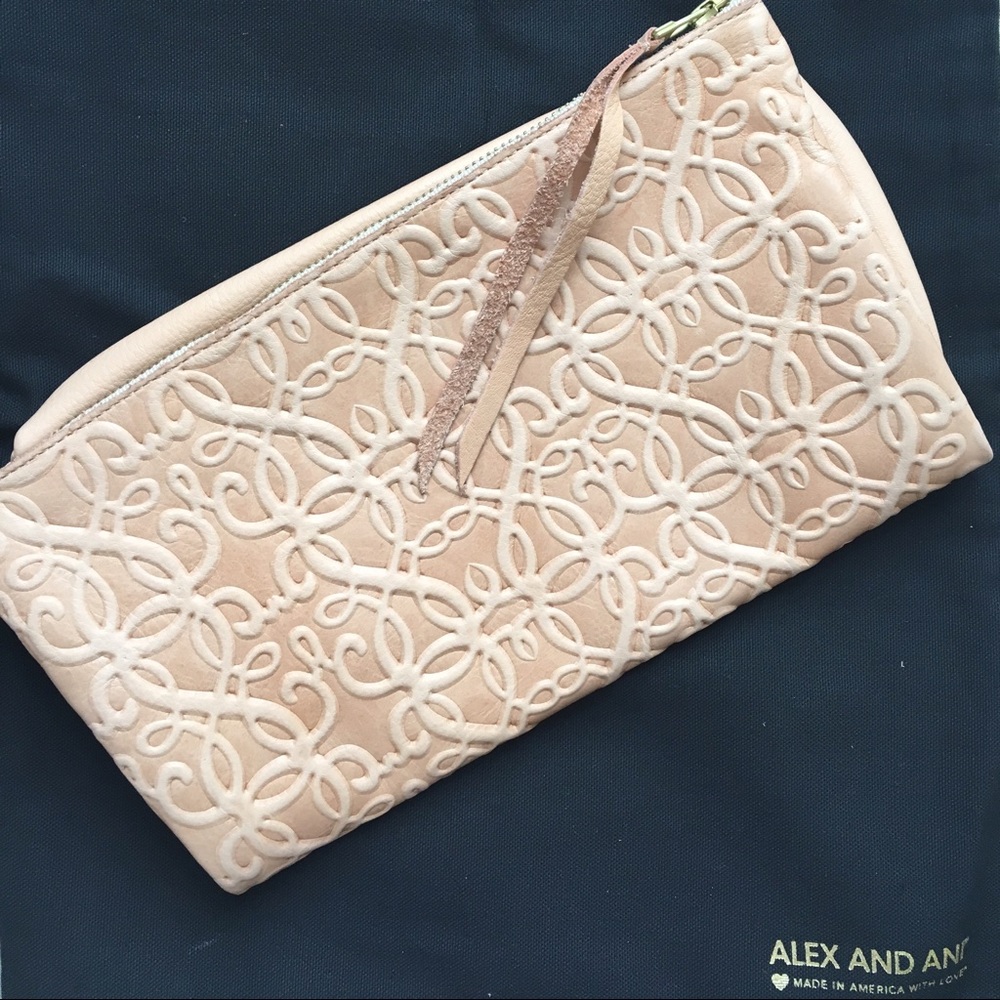New Alex & Ani Embossed Leather Fold Over Clutch
