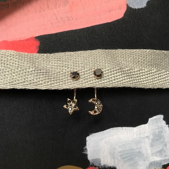 Moon and Stars  Earrings Set - Picture 3 of 3