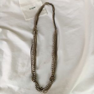 J. Crew Long Pearl/Diamond Blend Necklace