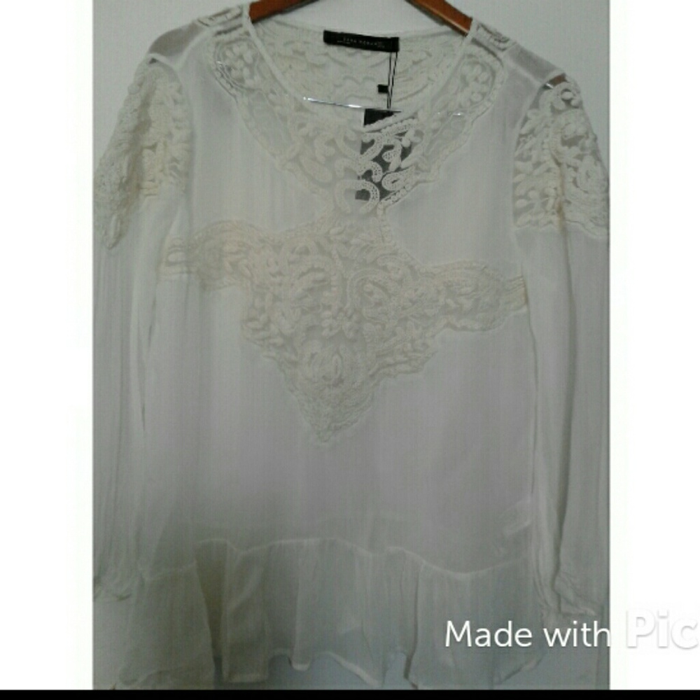 Zara Sheer Embroidered Lace Tunic