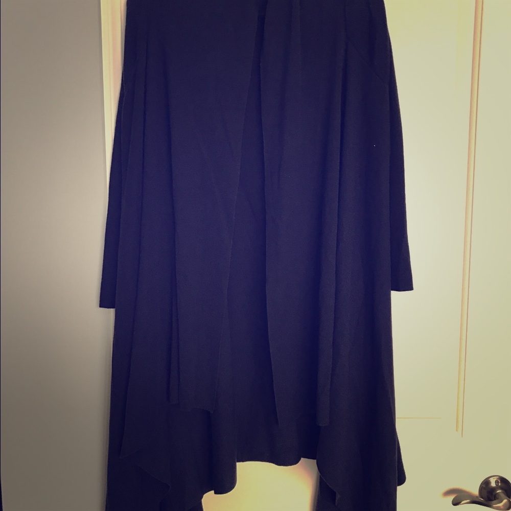 Dark purple wool long sweater/cape cashmere/silk