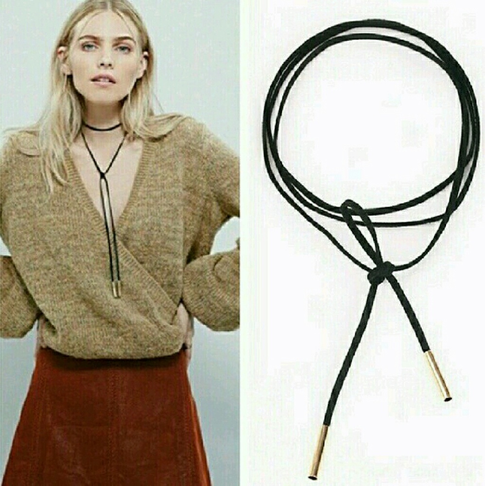 Vegan Suede Black & Gold Tips Choker