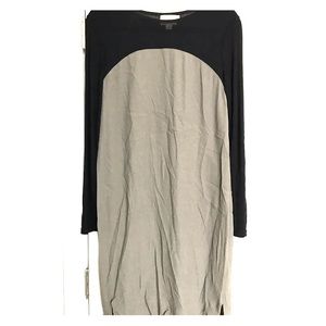DKNY grey tunic with black neckline