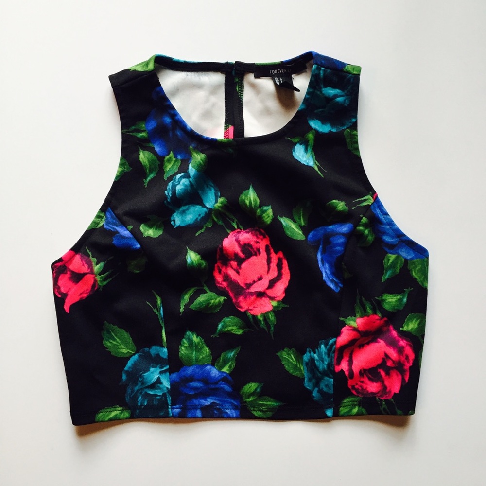 Bright Floral Print Crop Top