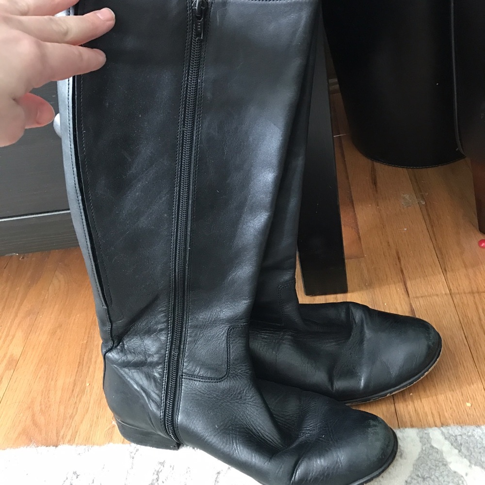 Corso como flat black leather riding boots