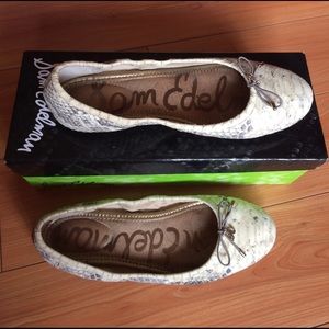 Sam Edelman "Felicia" Flat in white snakeskin