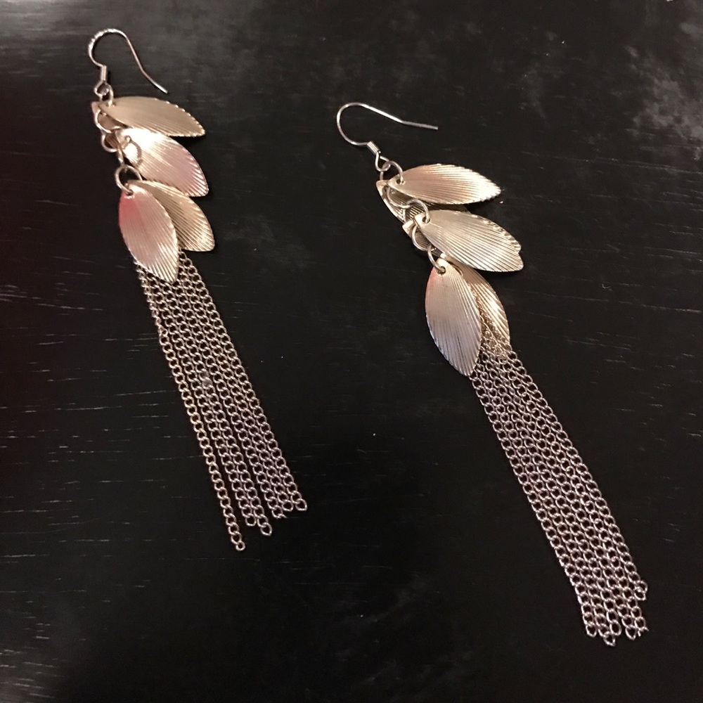 4 inch long silver tone earrings!