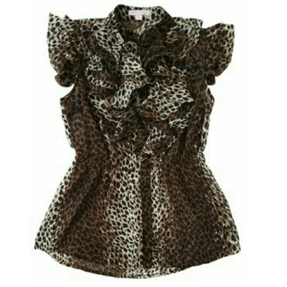 Romeo & Juliet Couture Cheetah Print Sheer Top – Size Small - Picture 2 of 8