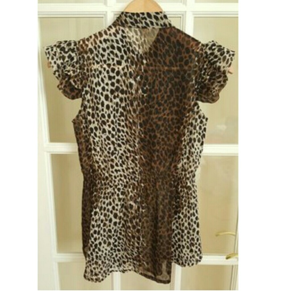 Romeo & Juliet Couture Cheetah Print Sheer Top – Size Small - Picture 6 of 8