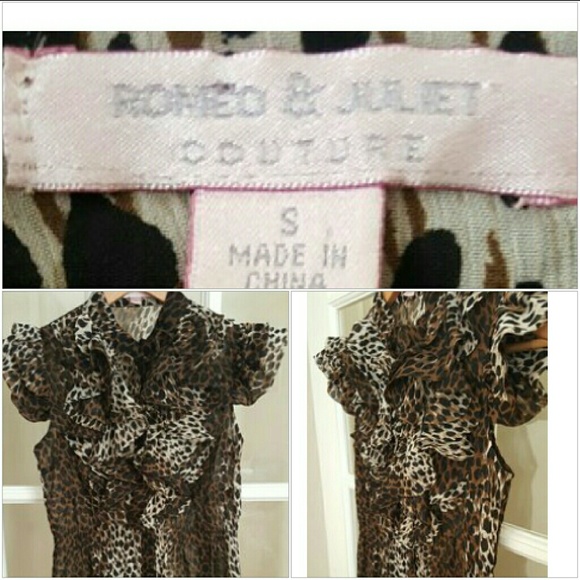 Romeo & Juliet Couture Cheetah Print Sheer Top – Size Small - Picture 8 of 8