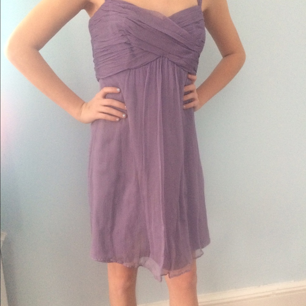 Amsale lavender chiffon dress.
