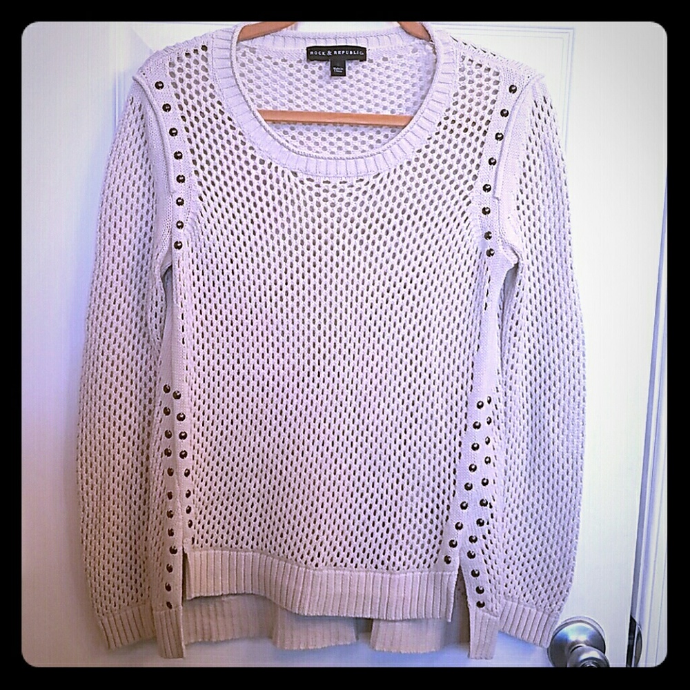 Sz Small Rock & Republic Studded Crew Neck Sweater