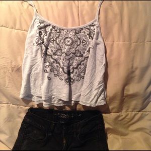 black and gray crop top tank