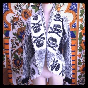 Skull and crossbones fuzzy soft sweater wrap