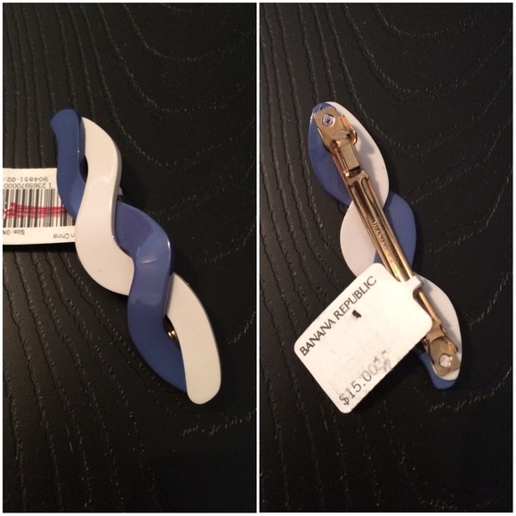 Banana Republic Accessories - Add-on Banana Republic Blue White Hair Barrette