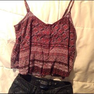 maroon and black crop top tank