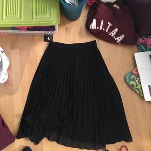 Black pleated midi skirt
