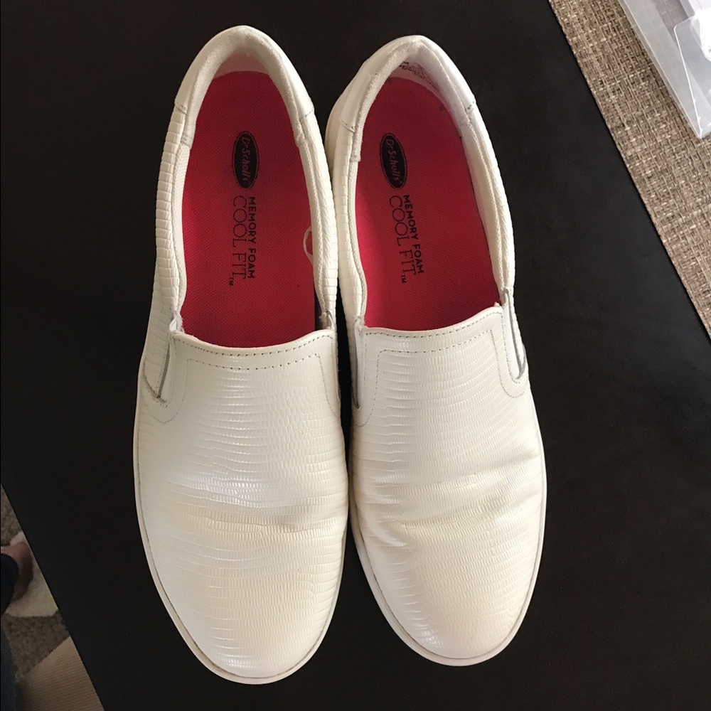 White leather slip-on shoe