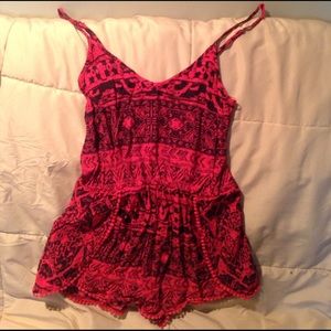 red and black romper tank with adjustable straps